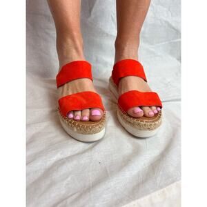 Franco Sarto Cappy Platform Neon Orange Red Sandals Sz 8
